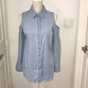 Denim & Co. Stretch Denim Cold Shoulder Top